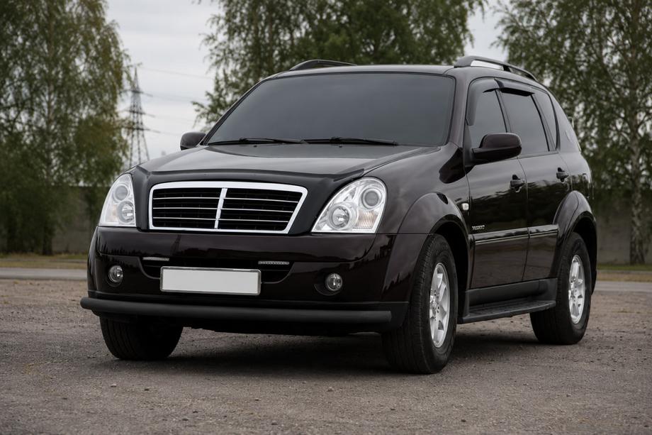 SsangYong Rexton I 2001-2017 гг. Передняя защита ST008 Черная (Нержавейка) Фото 1