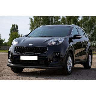 Передняя защита ST008 Черная (Нержавейка) Kia Sportage 2015-2021 гг. фото 1