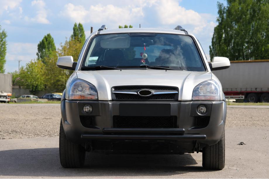 Hyundai Tucson JM 2004- гг. Передняя защита ST014 Черная (Нержавеющая сталь) Фото 1