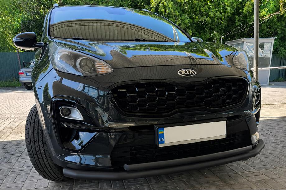 Kia Sportage 2015-2021 гг. Передняя защита ST014 Black (нерж. сталь) Фото 1