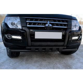 Передняя защита ST015 Black (нерж. сталь) Mitsubishi Pajero Wagon IV 2006-2021 гг. фото 1