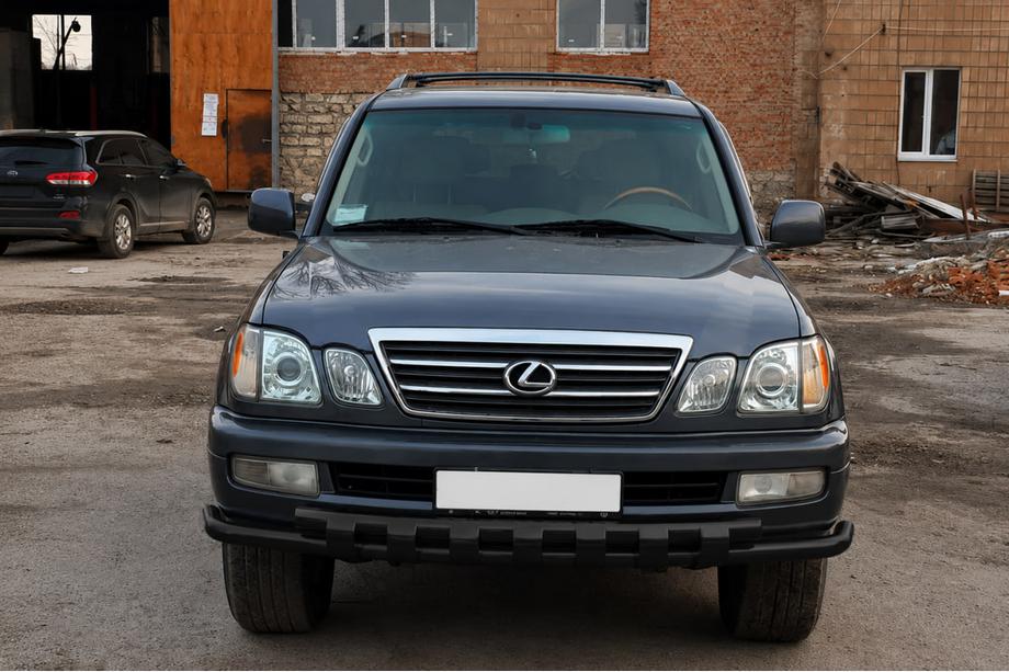 Lexus LX470 1998-2007 гг. Передняя защита ST015 Black (нерж. сталь) Фото 1