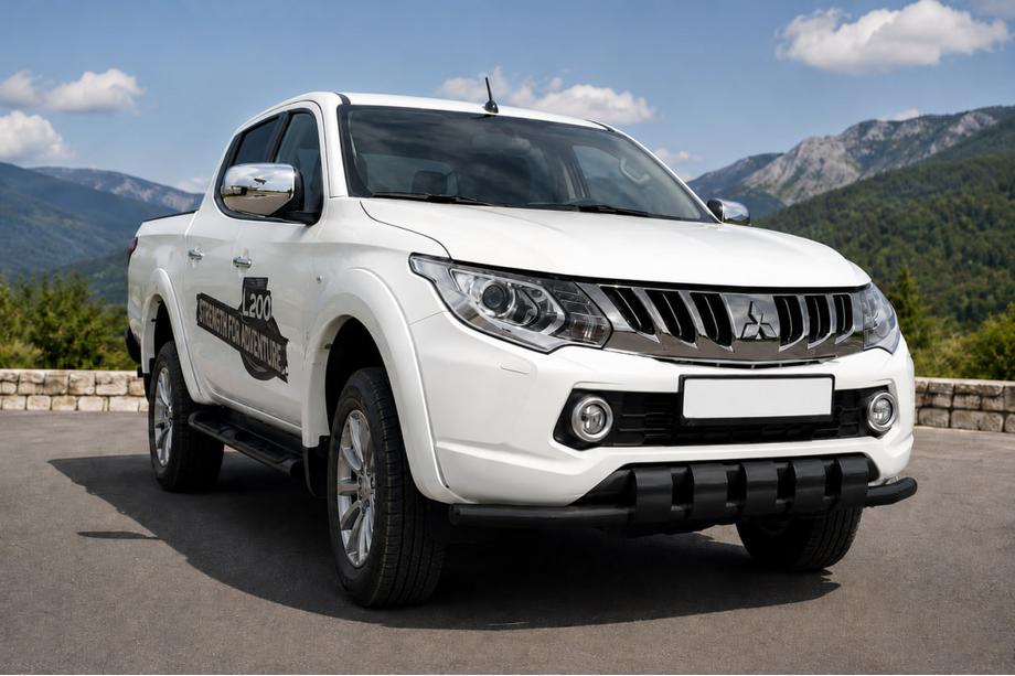 Mitsubishi L200 2015-2024 гг. Передняя защита ST015 Black (нерж. сталь) Фото 1