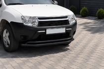 Renault Duster 2008–2017 гг. Передняя защита ST017 Black (нерж. сталь) фото 1