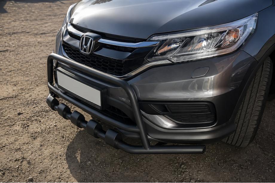 Honda CRV 2012-2016 гг. Передняя защита WT003-ST-V2 Black (нерж.) Фото 2