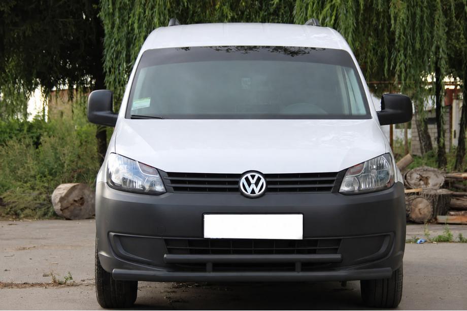 Volkswagen Caddy 2010-2015 гг. Передний двойной кенгурятник 60/48 мм Black (нерж.) Фото 1