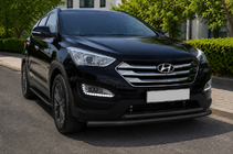 Hyundai Santa Fe 3 2012-2018 гг. Передняя дуга защиты ST014 Black (нержавеющая сталь) фото 1