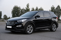 Hyundai Santa Fe 3 2012-2018 гг. Передняя дуга защиты ST014 Black (нержавеющая сталь) фото 2