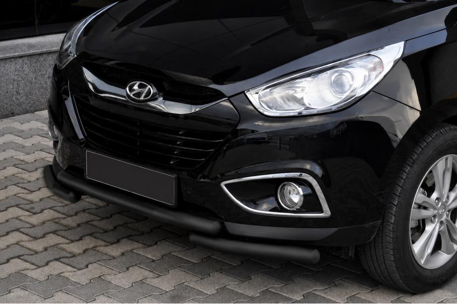 Hyundai IX-35 2010-2015 гг. Передняя дуга ST014-1 Black (нерж. сталь) Фото 1