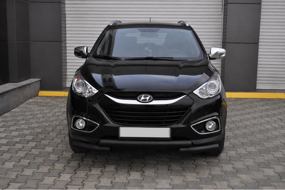 Hyundai IX-35 2010-2015 гг. Передняя дуга ST014-1 Black (нерж. сталь) Фото 2