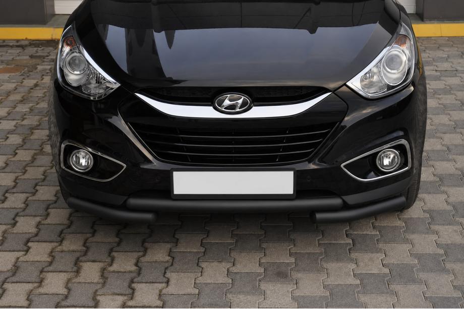 Hyundai IX-35 2010-2015 гг. Передняя дуга ST014-1 Black (нерж. сталь) Фото 4