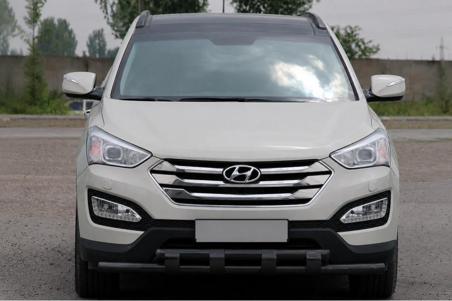Hyundai Santa Fe 3 2012-2018 гг. Передняя дуга ST015 Black (нерж.) Image