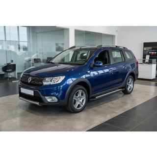 Боковые пороги New Vision Black (2 шт., алюминий) Dacia Logan MCV 2013-2020 гг. фото 1