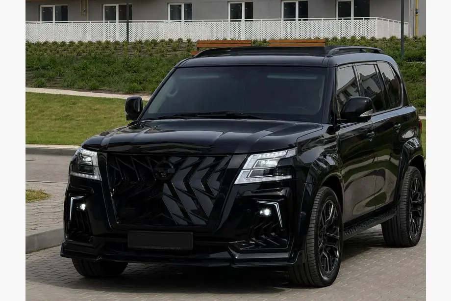 Nissan Patrol Y62 2010-2024 гг. Рейлинги на крышу черные (Алюминий) Фото 2
