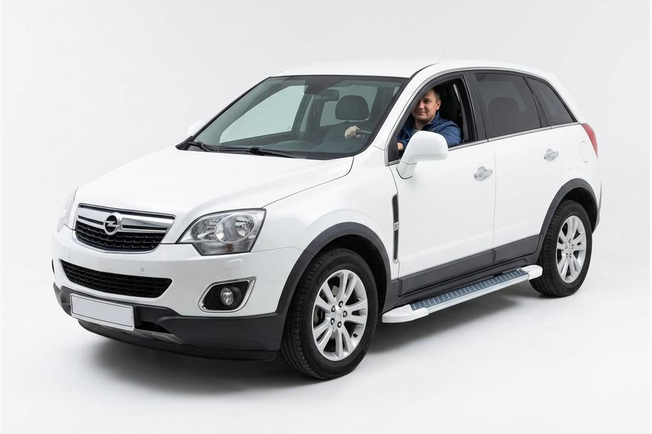 Opel Antara 2006-2017 гг. Боковые Подножки Allmond White (2 шт., Алюминий) Image
