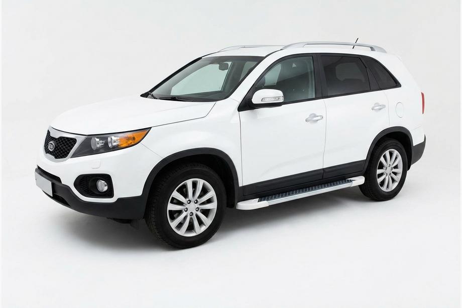 Kia Sorento II XM 2009-2014 гг. Боковые Подножки Allmond White (2 шт., Алюминий) Image