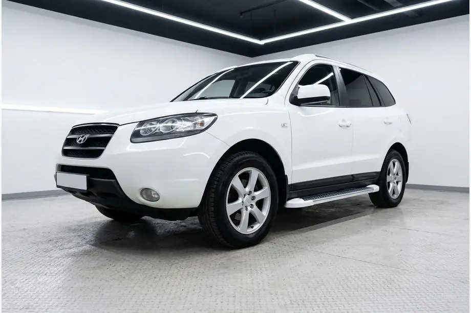 Hyundai Santa Fe 2 2006-2012 гг. Боковые Подножки Allmond White (2 шт., Алюминий) Image