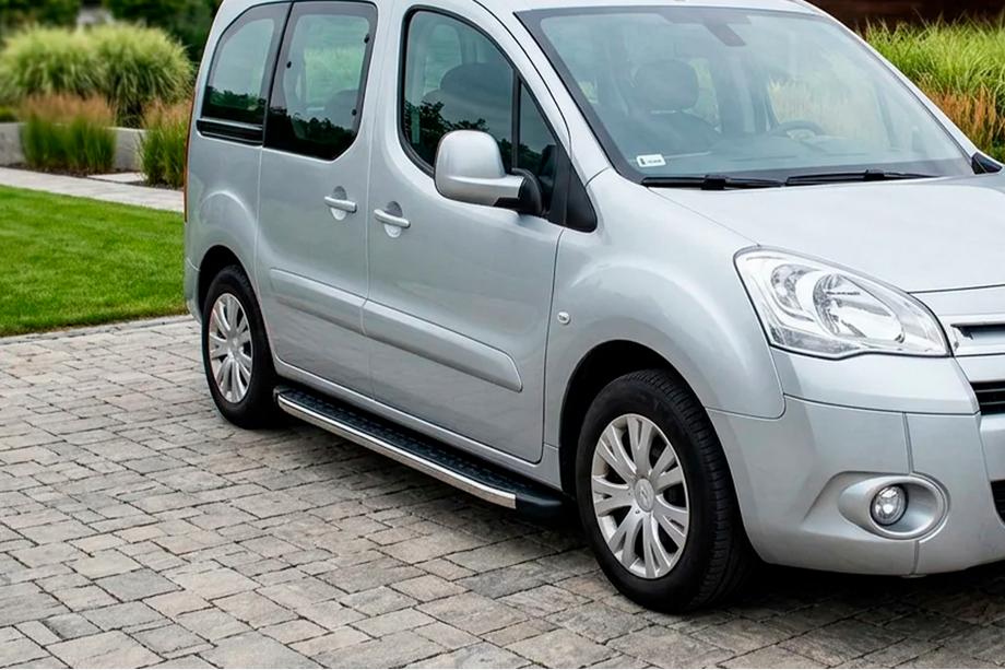 Peugeot Partner Tepee 2008-2018 гг. Боковые Подножки BlackLine (2 шт, Алюминий) Image