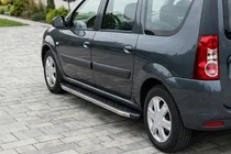 Renault Logan MCV 2005-2013 гг. Боковые Подножки BlackLine (2 шт, Алюминий) фото 3