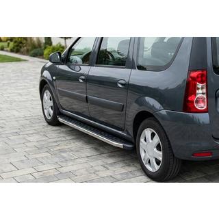 Боковые Подножки BlackLine (2 шт, Алюминий) Renault Logan MCV 2005-2013 гг. фото 3