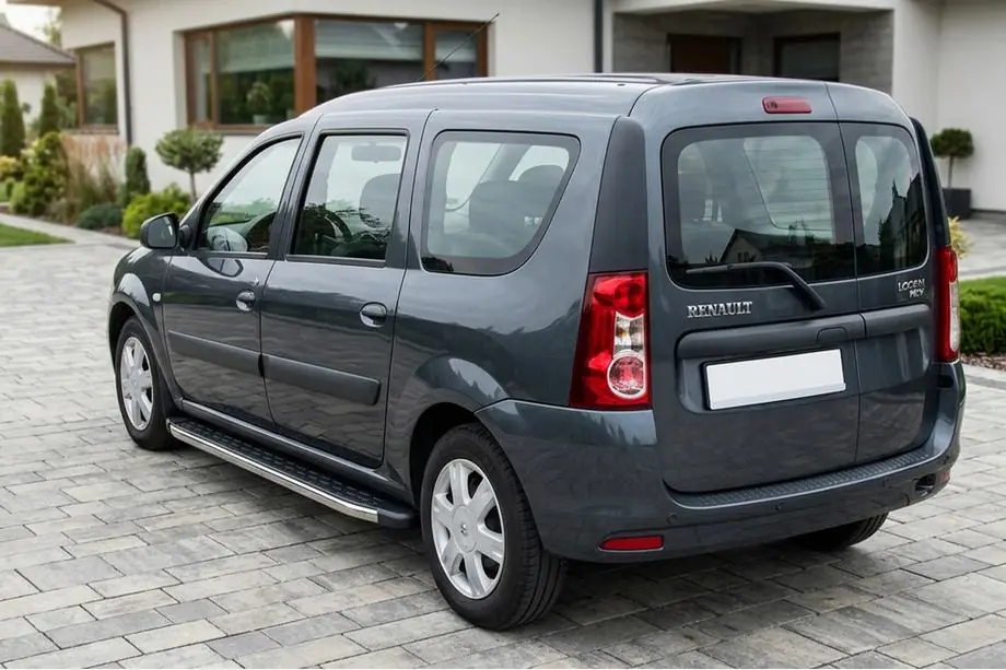 Renault Logan MCV 2005-2013 гг. Боковые Подножки BlackLine (2 шт, Алюминий) Image