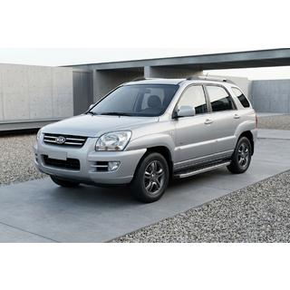 Боковые Подножки BlackLine (2 шт, Алюминий) Kia Sportage 2004-2010 гг. фото 1