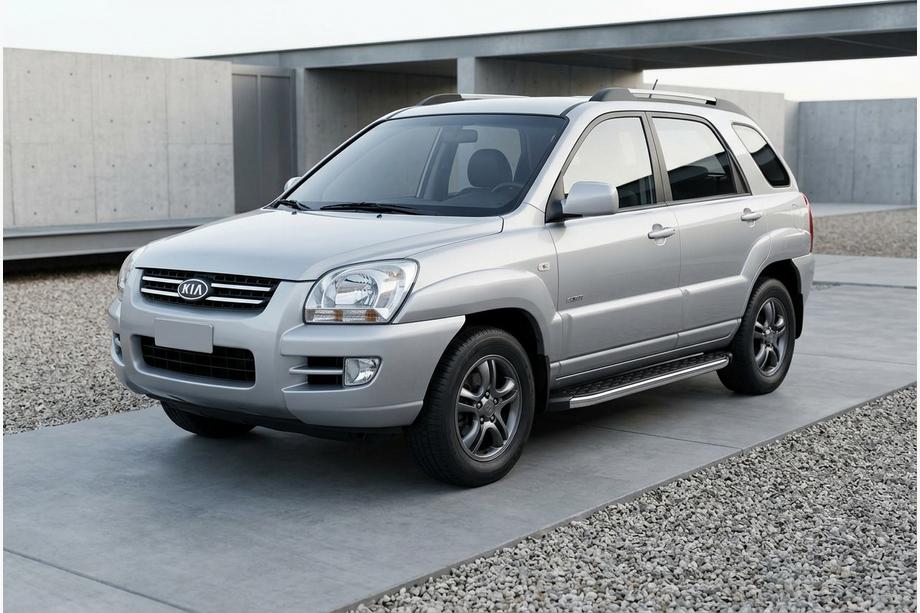 Kia Sportage 2004-2010 гг. Боковые Подножки BlackLine (2 шт, Алюминий) Image