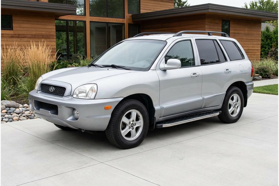 Hyundai Santa Fe 1 2000-2006 гг. Боковые Подножки BlackLine (2 шт, Алюминий) Image