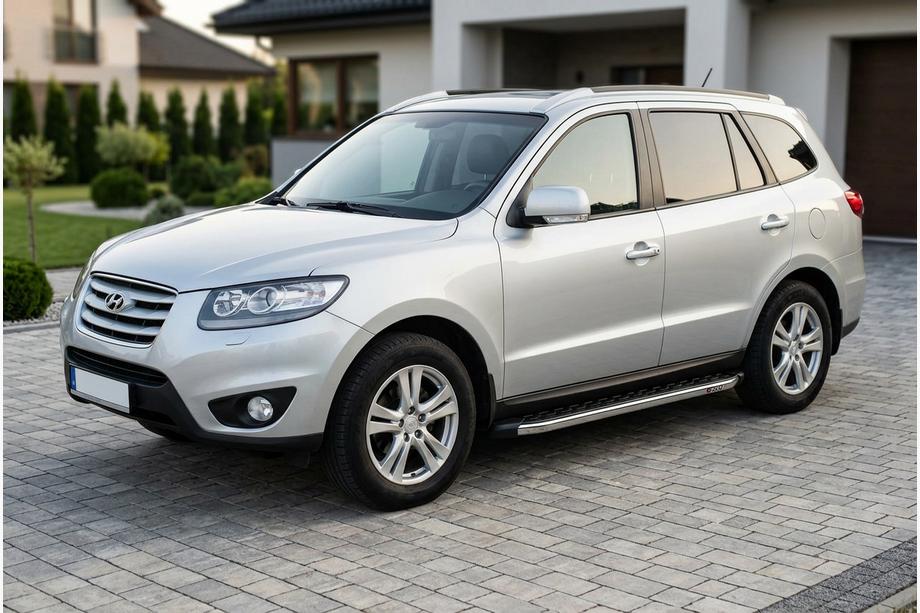 Hyundai Santa Fe 2 2006-2012 гг. Боковые Подножки BlackLine (2 шт, Алюминий) Image