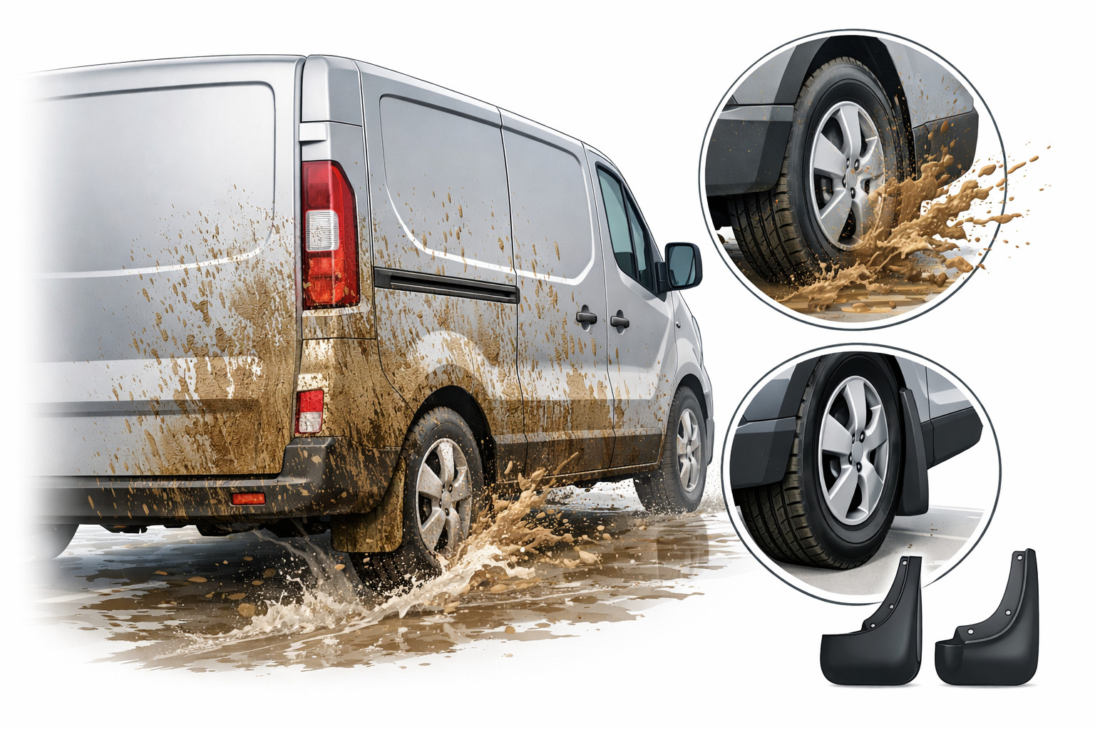Почему Renault Trafic после дождя весь в грязи и какие брызговики поставить