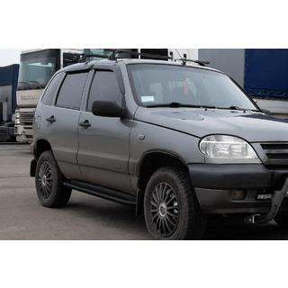 Боковые пороги Premium Black (2 шт., нерж. сталь) Chevrolet Niva 1998-2020 гг. фото 2