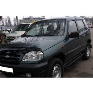 Боковые пороги Premium Black (2 шт., нерж. сталь) Chevrolet Niva 1998-2020 гг. фото 1