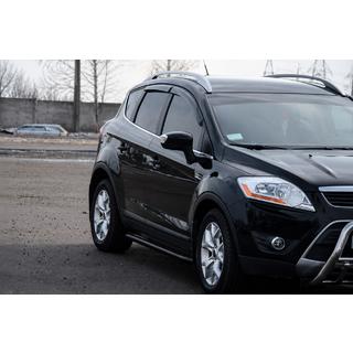 Боковые пороги Premium (2 шт., нерж.) Black Ford Kuga 2008-2013 гг. фото 1