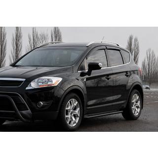 Боковые пороги Premium (2 шт., нерж.) Black Ford Kuga 2008-2013 гг. фото 2