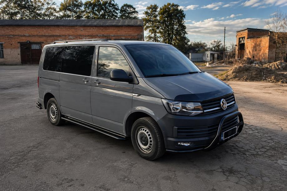 Volkswagen T5 Multivan 2003–2010 гг. Боковые пороги Premium Black (2 шт., нерж. сталь) Фото 3