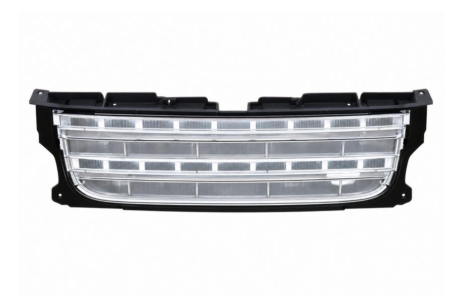 Land Rover Discovery III 2004–2009 гг. Решётка радиатора (рестайлинг D4→D4) чёрная рамка / серебристая сетка Фото 1