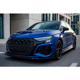 Накладка (лип-спойлер) на передний бампер Lip DPT V2 (для RS3, 2020-2024, черный глянец) Audi A3 2020- гг. фото 1