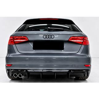 Задний диффузор DPT (2016-2020, SD, черный глянец) Audi A3 2012-2020 гг. фото 1