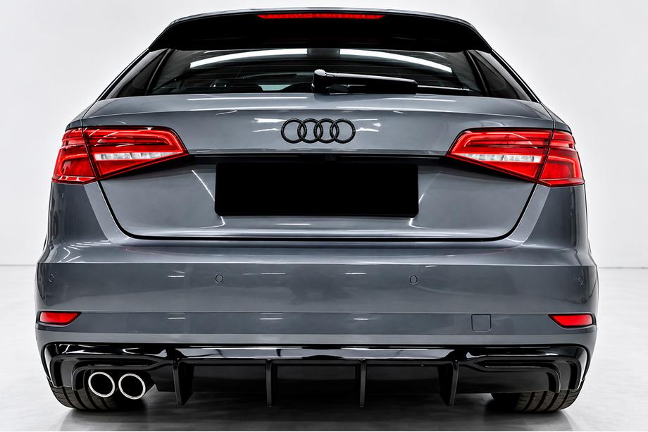 Audi A3 2012-2020 гг. Задний диффузор DPT (2016-2020, SD, черный глянец) Фото 1