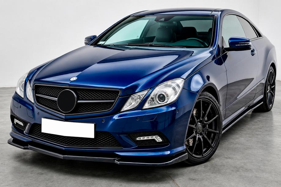 Mercedes E-class coupe C207 2010-2017 гг. Передняя лип-накладка DPT (для AMG Line, 2010-2012, черный глянец) Фото 1