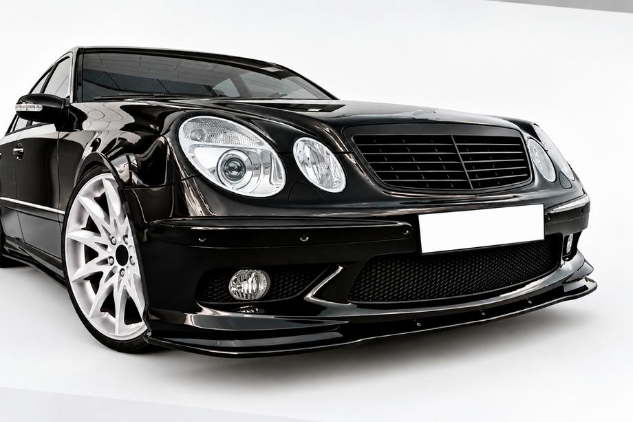 Mercedes E-class W211 2002-2009 гг. Передняя губа DPT (для AMG, 2002-2006, чёрный глянец) Фото 1