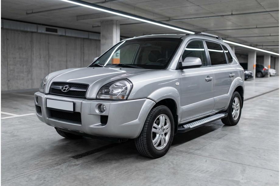 Hyundai Tucson JM 2004- гг. Боковые Подножки Allmond Grey (2 шт., Алюминий) Фото 1