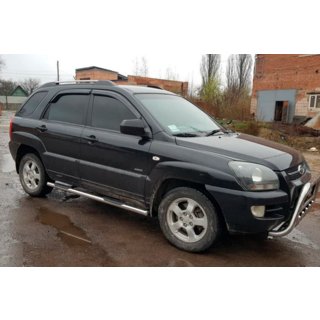 Боковые трубы (2 шт., нержавейка) Kia Sportage 2004-2010 гг. фото 3
