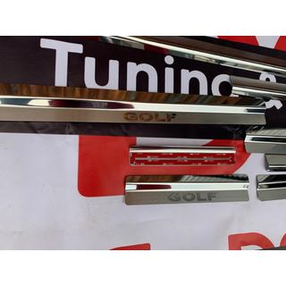 Накладки на пороги Natanko Premium (нержавейка) Volkswagen Golf 5 2003-2009 гг. фото 4