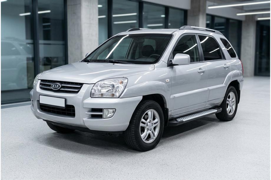Kia Sportage 2004-2010 гг. Боковые Подножки Allmond Grey (2 шт., Алюминий) Фото 1