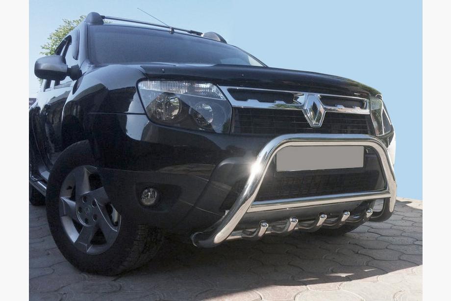 Renault Duster 2008–2017 гг. Защита переднего бампера без надписи WT003 (нержавейка) Image