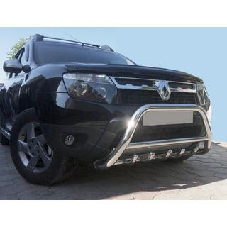 Защита переднего бампера без надписи WT003 (нержавейка) Dacia Duster 2008-2018 гг. фото 4