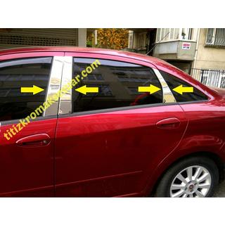 Накладки на дверные стойки из нержавеющей стали (6 шт) Fiat Linea 2006-2018 гг. фото 2