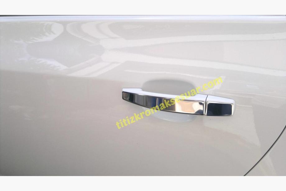 Opel Astra J 2009-2015 гг. Хромированные Накладки на Ручки УЗКИЕ (4 шт., Нерж., Omsa) Фото 2