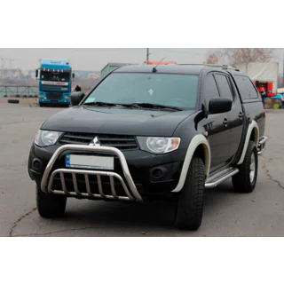 Защита переднего бампера (нерж. сталь) Mitsubishi L200 2006-2015 гг. фото 3